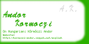 andor kormoczi business card