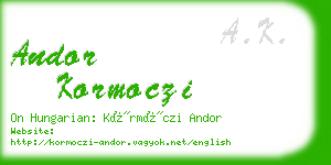 andor kormoczi business card